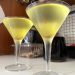 The Martini in Giallo is an elegant yellow drink, with orange saffron strands visible at the bottom of the martini glass.